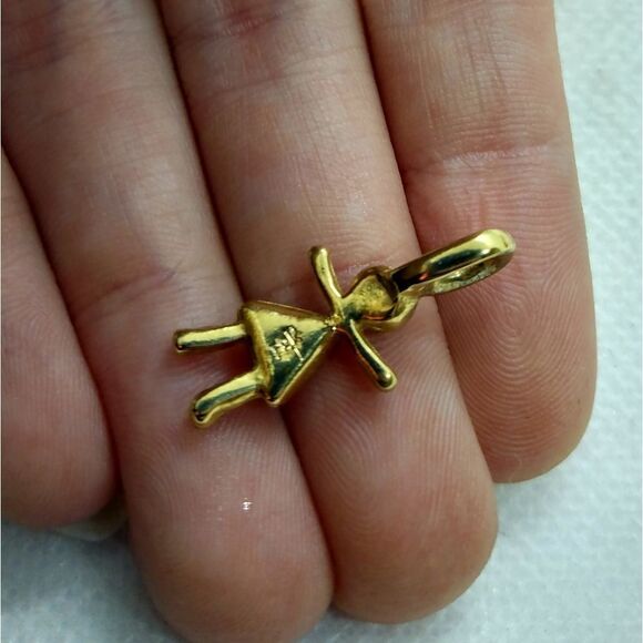 ❤️18kt stamped‎ gold emerald and stone necklace pendant - Picture 2 of 3